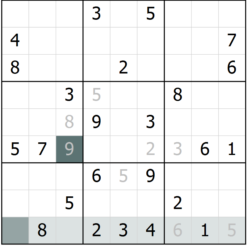 Position des candidats pour la solution de la Gr 1 page 3 du magazine de sudoku Expert n° 016