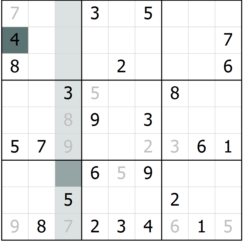 Position des candidats pour la solution de la Gr 1 page 3 du magazine de sudoku Expert n° 016