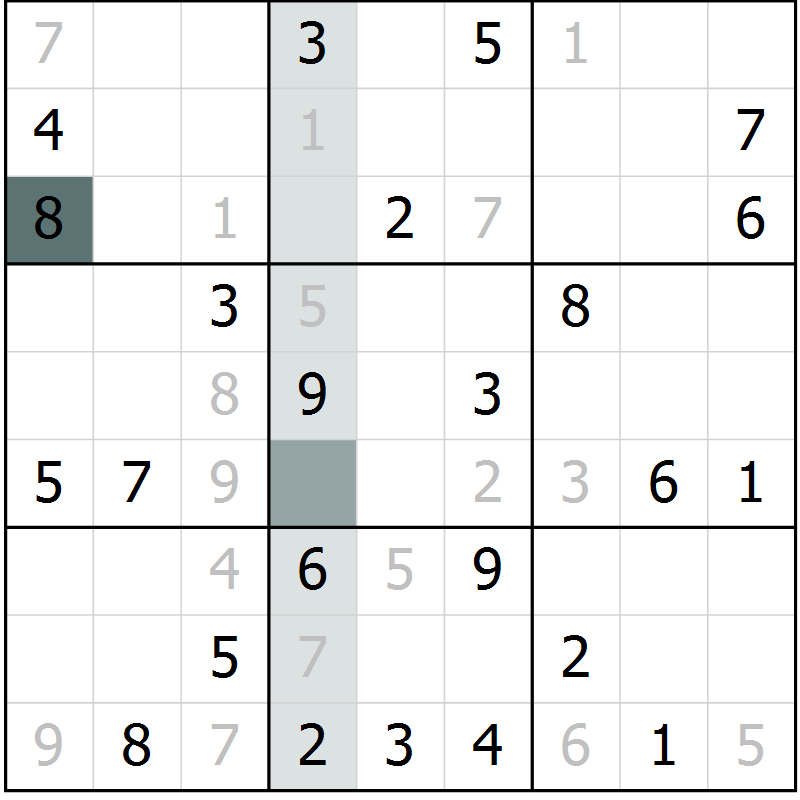 Position des candidats pour la solution de la Gr 1 page 3 du magazine de sudoku Expert n° 016