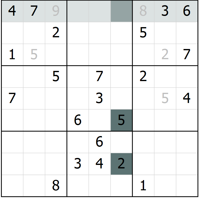 Position des candidats pour la solution de la Gr 10 page 12 du magazine de sudoku Expert n° 016