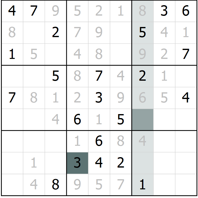 Position des candidats pour la solution de la Gr 10 page 12 du magazine de sudoku Expert n° 016