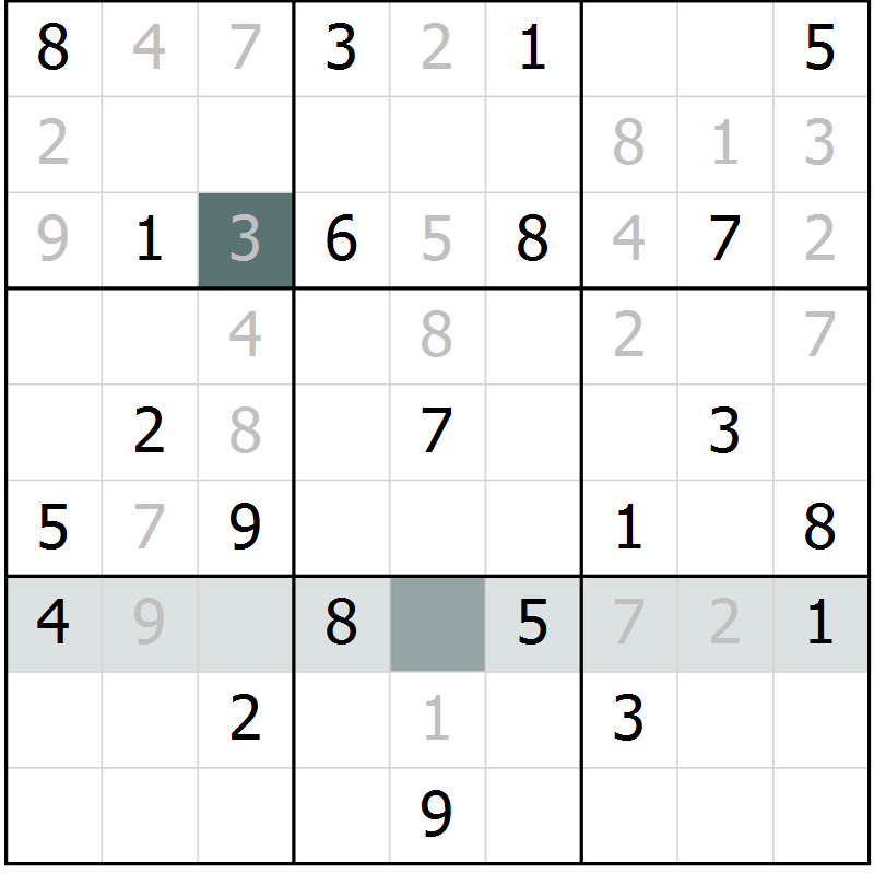 Position des candidats pour la solution de la Gr 11 page 13 du magazine de sudoku Expert n° 016