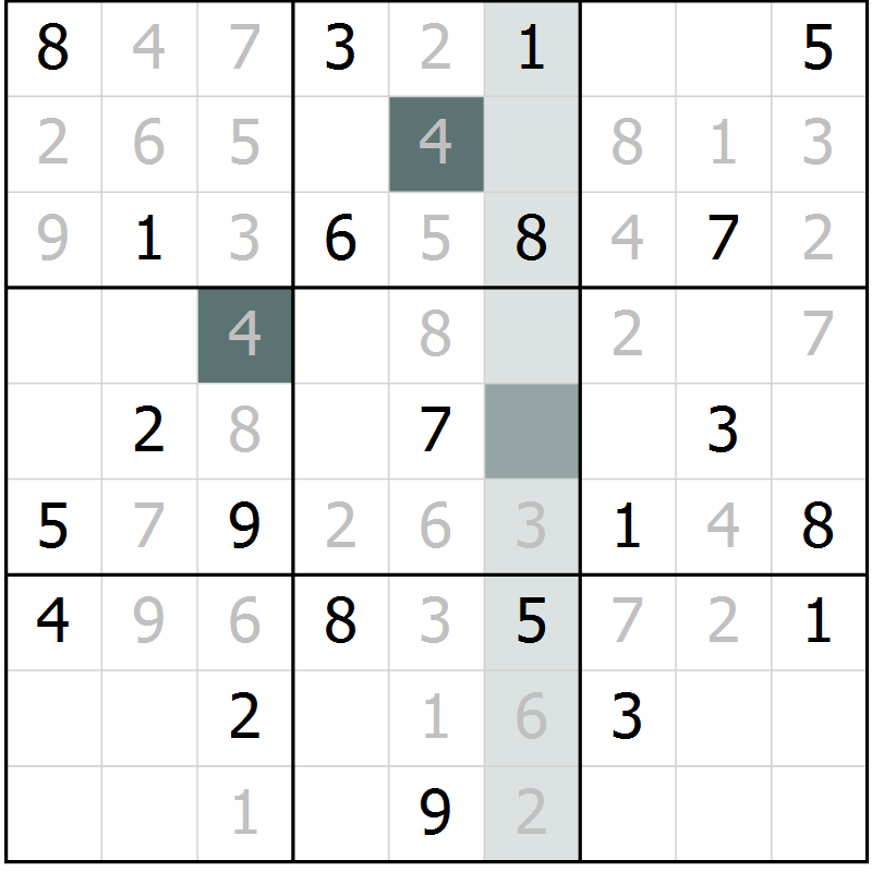 Position des candidats pour la solution de la Gr 11 page 13 du magazine de sudoku Expert n° 016