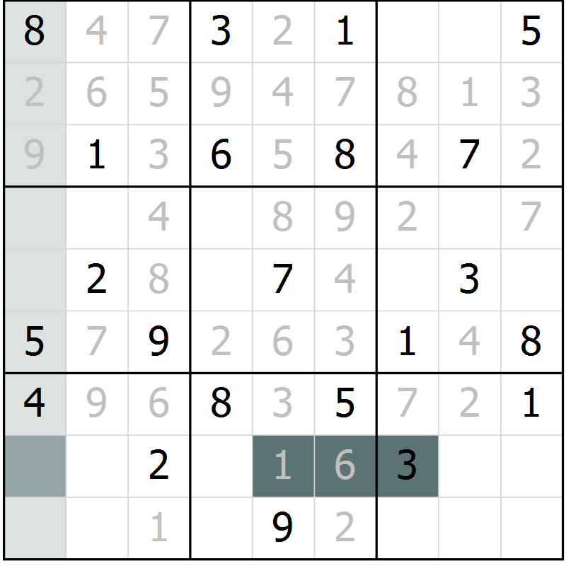 Position des candidats pour la solution de la Gr 11 page 13 du magazine de sudoku Expert n° 016