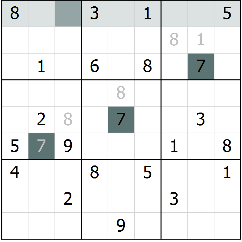 Position des candidats pour la solution de la Gr 11 page 13 du magazine de sudoku Expert n° 016