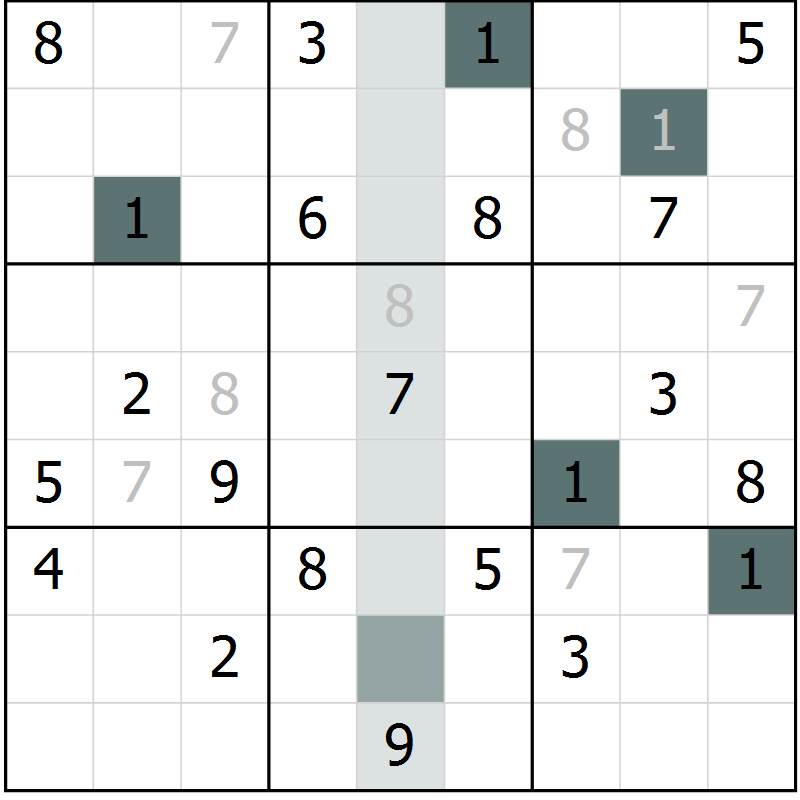 Position des candidats pour la solution de la Gr 11 page 13 du magazine de sudoku Expert n° 016