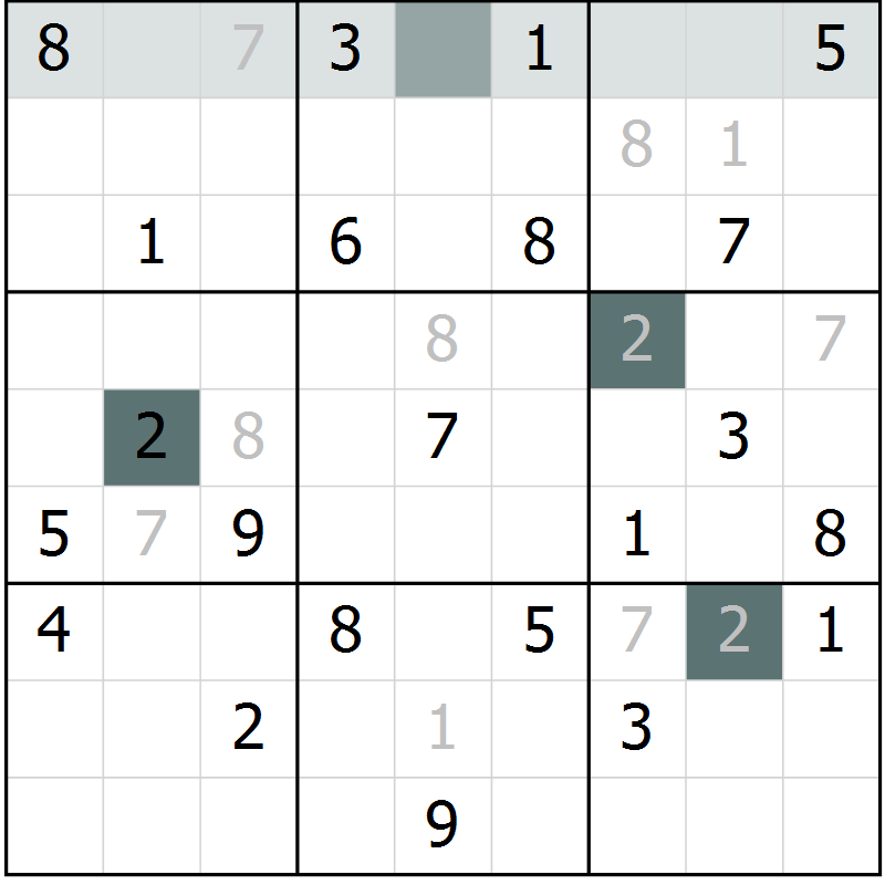 Position des candidats pour la solution de la Gr 11 page 13 du magazine de sudoku Expert n° 016