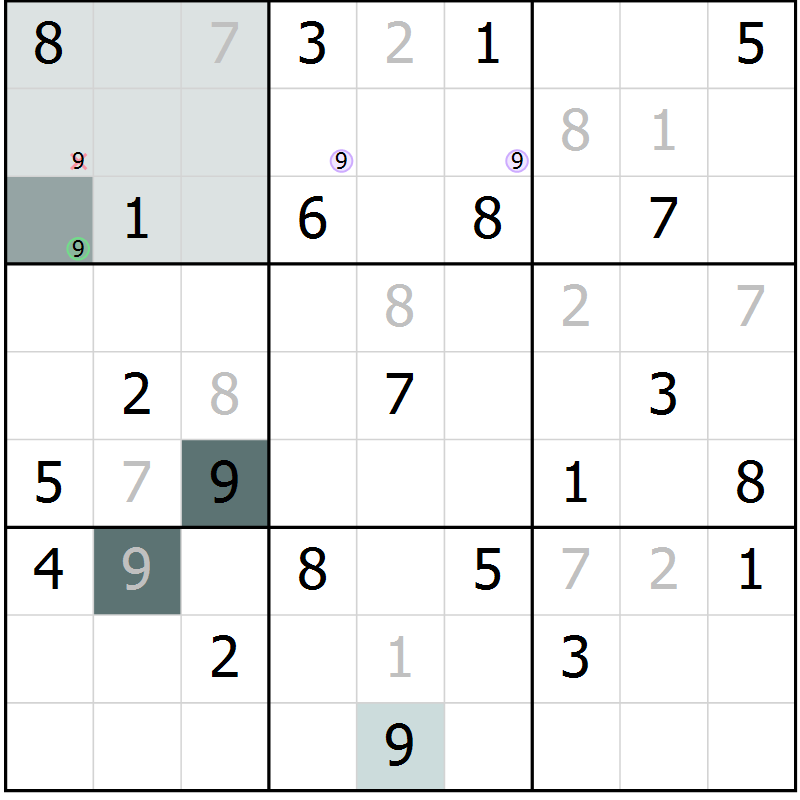 Position des candidats pour la solution de la Gr 11 page 13 du magazine de sudoku Expert n° 016