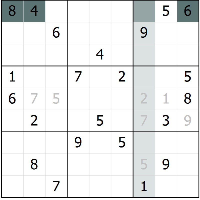 Position des candidats pour la solution de la Gr 12 page 14 du magazine de sudoku Expert n° 016