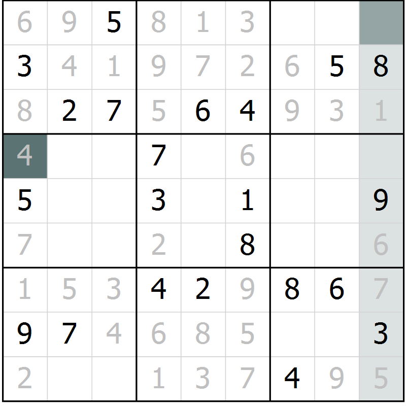 Position des candidats pour la solution de la Gr 13 page 15 du magazine de sudoku Expert n° 016