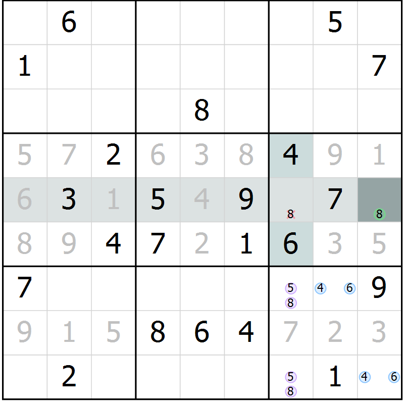 Position des candidats pour la solution de la Gr 14 page 16 du magazine de sudoku Expert n° 016