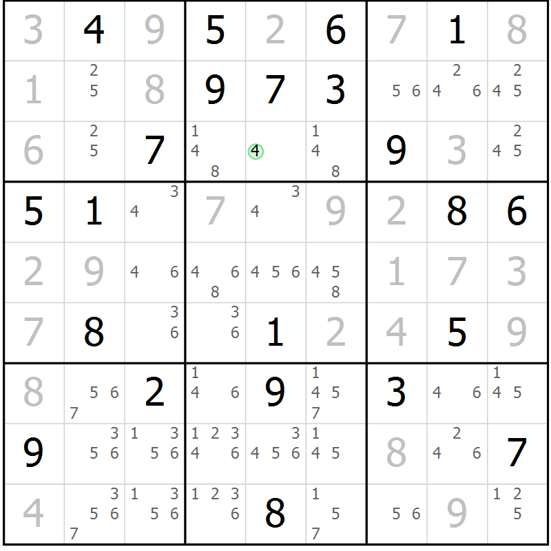 Position des candidats pour la solution de la Gr 17 page 19 du magazine de sudoku Expert n° 016