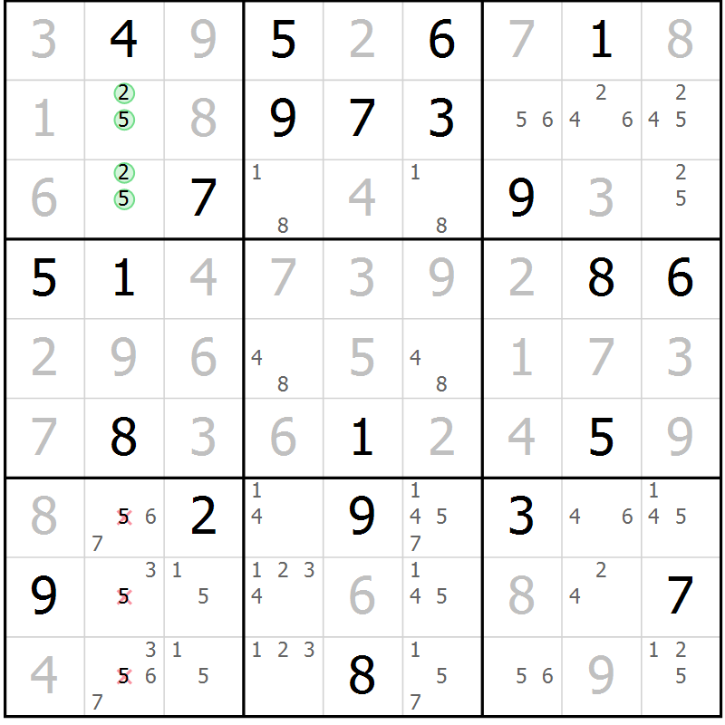 Position des candidats pour la solution de la Gr 17 page 19 du magazine de sudoku Expert n° 016