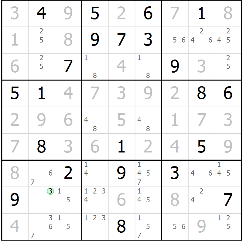Position des candidats pour la solution de la Gr 17 page 19 du magazine de sudoku Expert n° 016