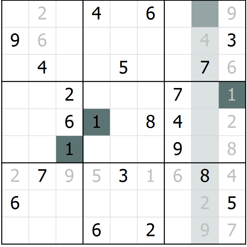 Position des candidats pour la solution de la Gr 18 page 20 du magazine de sudoku Expert n° 016