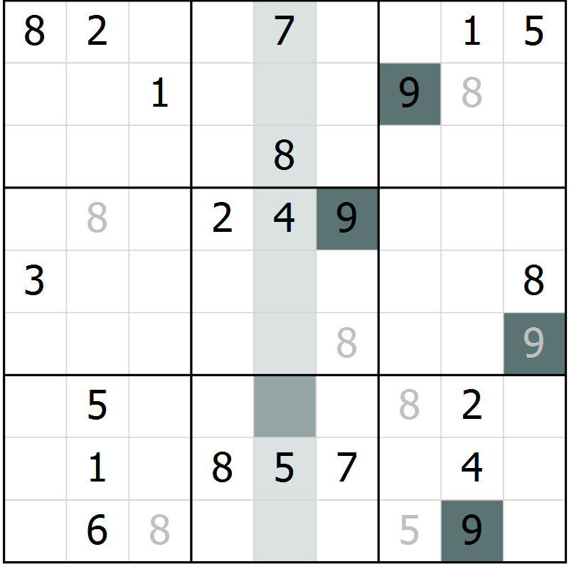 Position des candidats pour la solution de la Gr 19 page 21 du magazine de sudoku Expert n° 016