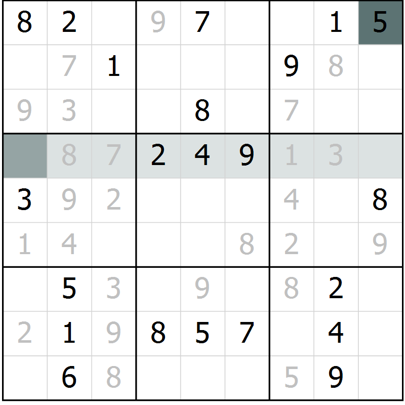 Position des candidats pour la solution de la Gr 19 page 21 du magazine de sudoku Expert n° 016