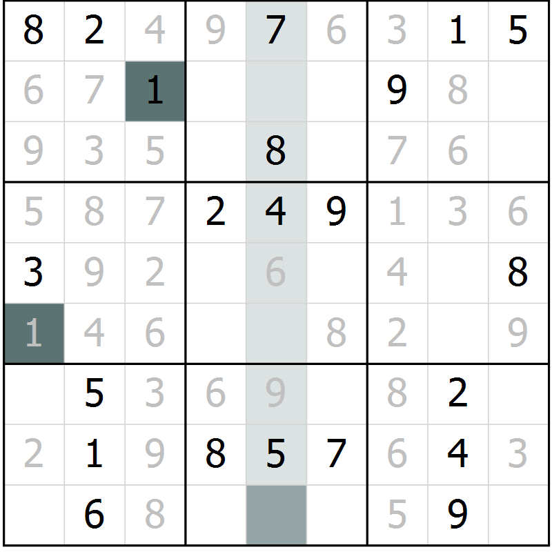 Position des candidats pour la solution de la Gr 19 page 21 du magazine de sudoku Expert n° 016