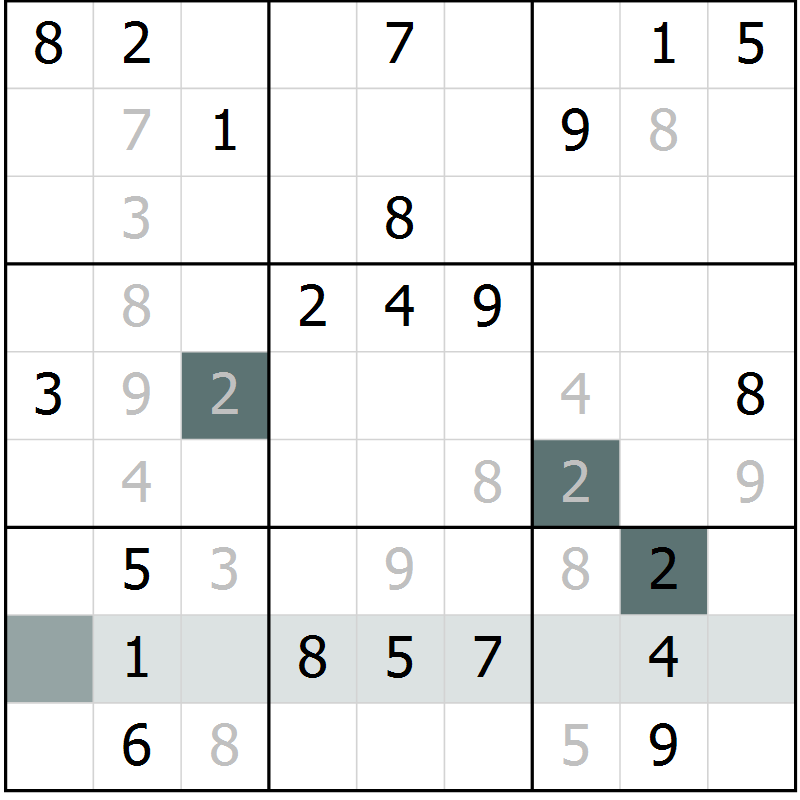 Position des candidats pour la solution de la Gr 19 page 21 du magazine de sudoku Expert n° 016