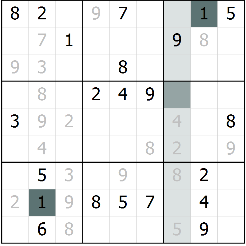Position des candidats pour la solution de la Gr 19 page 21 du magazine de sudoku Expert n° 016