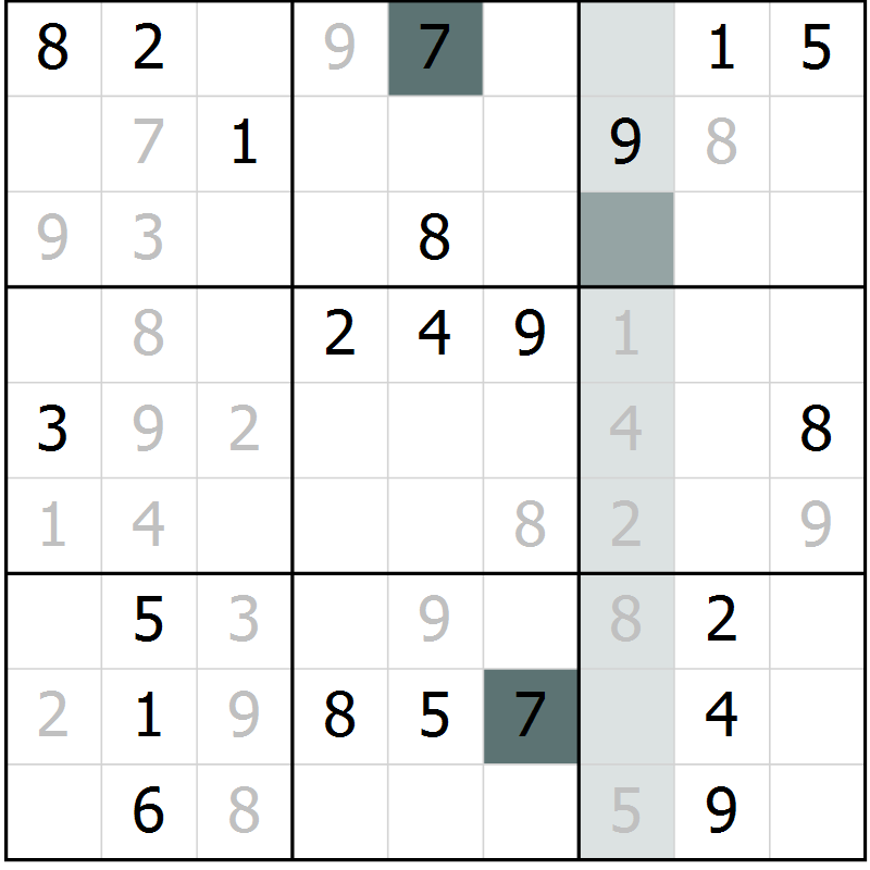 Position des candidats pour la solution de la Gr 19 page 21 du magazine de sudoku Expert n° 016