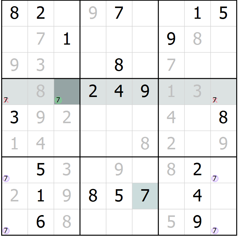 Position des candidats pour la solution de la Gr 19 page 21 du magazine de sudoku Expert n° 016