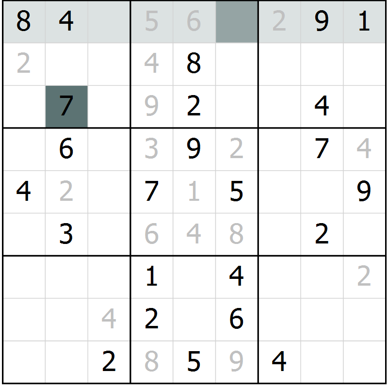 Position des candidats pour la solution de la Gr 2 page 4 du magazine de sudoku Expert n° 016