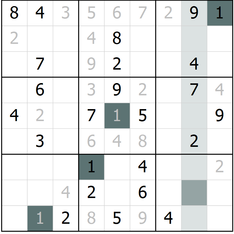 Position des candidats pour la solution de la Gr 2 page 4 du magazine de sudoku Expert n° 016