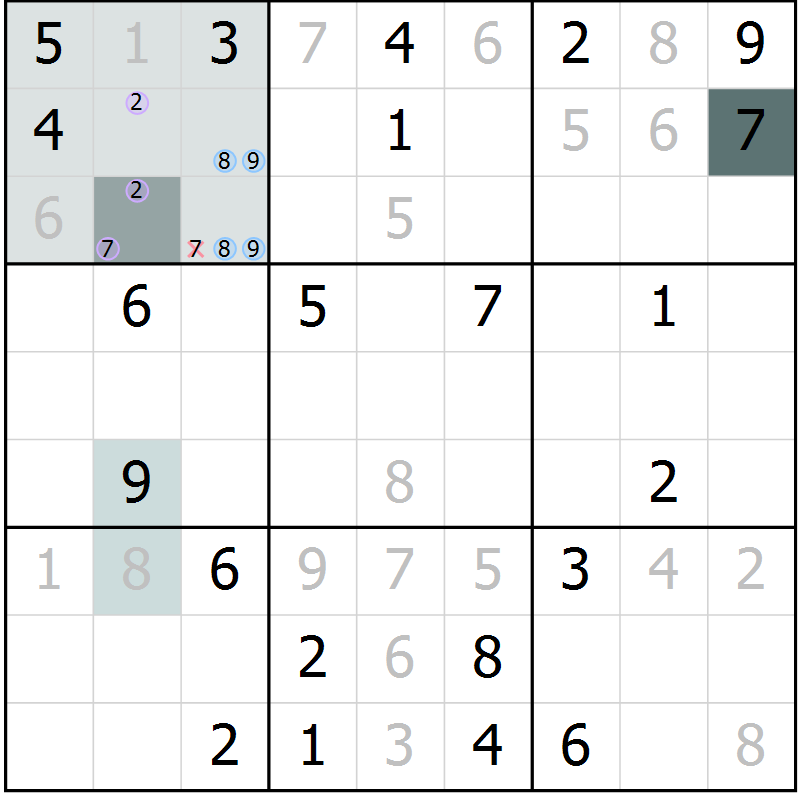 Position des candidats pour la solution de la Gr 20 page 22 du magazine de sudoku Expert n° 016