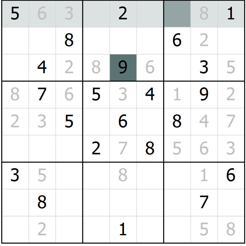 Position des candidats pour la solution de la Gr 21 page 23 du magazine de sudoku Expert n° 016