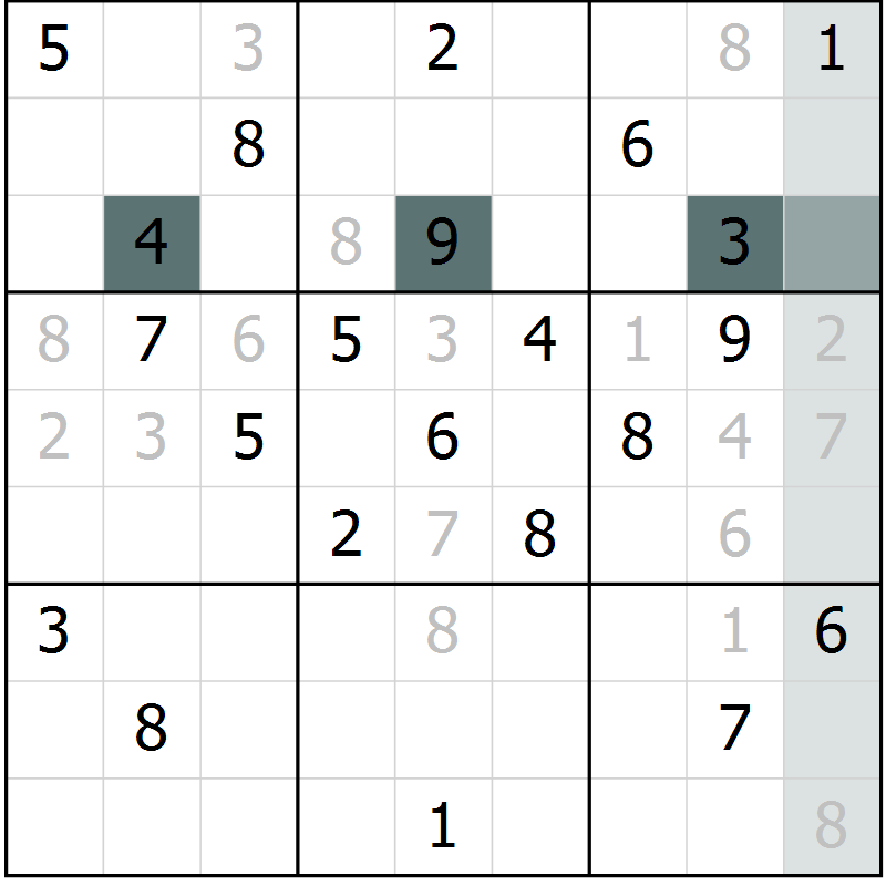 Position des candidats pour la solution de la Gr 21 page 23 du magazine de sudoku Expert n° 016