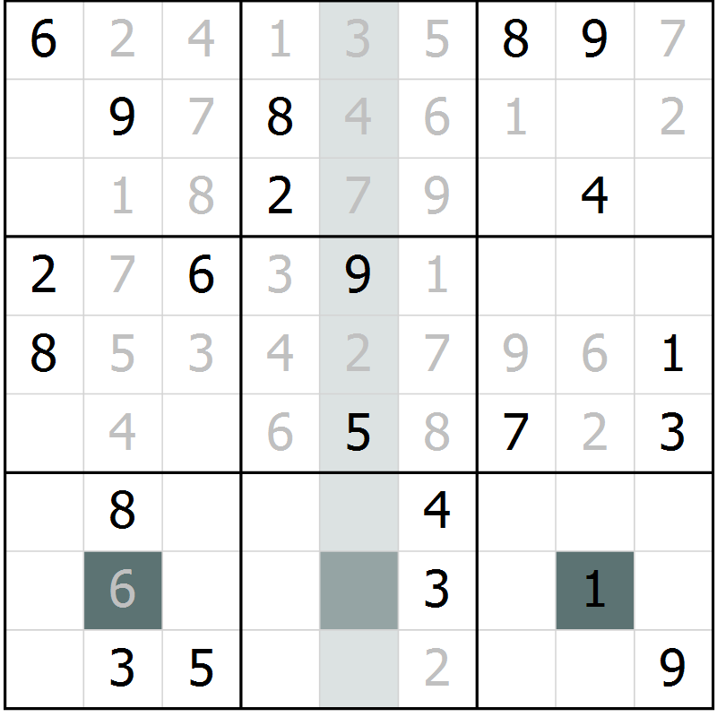 Position des candidats pour la solution de la Gr 22 page 24 du magazine de sudoku Expert n° 016