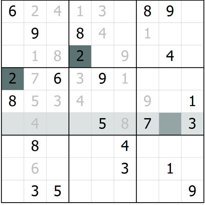 Position des candidats pour la solution de la Gr 22 page 24 du magazine de sudoku Expert n° 016