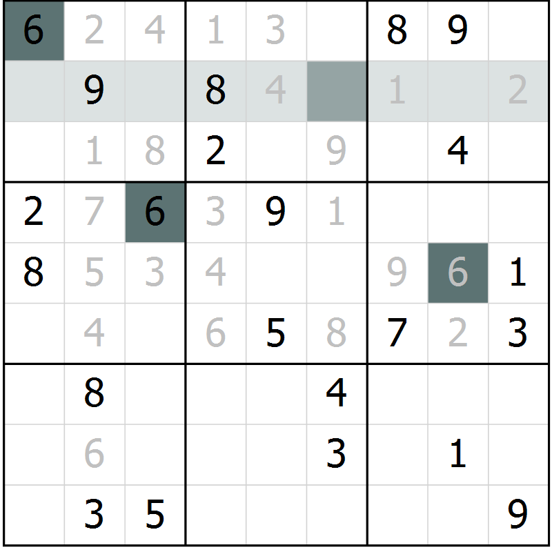 Position des candidats pour la solution de la Gr 22 page 24 du magazine de sudoku Expert n° 016