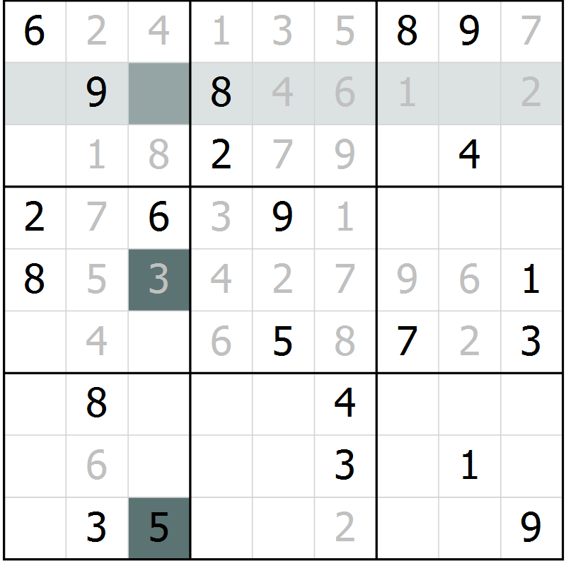 Position des candidats pour la solution de la Gr 22 page 24 du magazine de sudoku Expert n° 016