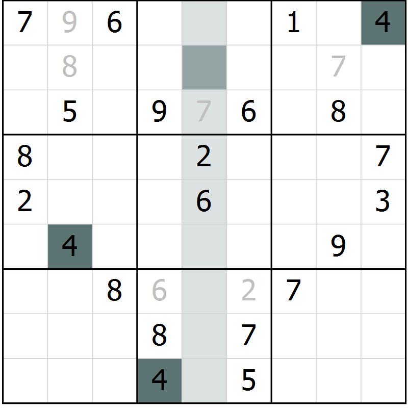 Position des candidats pour la solution de la Gr 23 page 25 du magazine de sudoku Expert n° 016