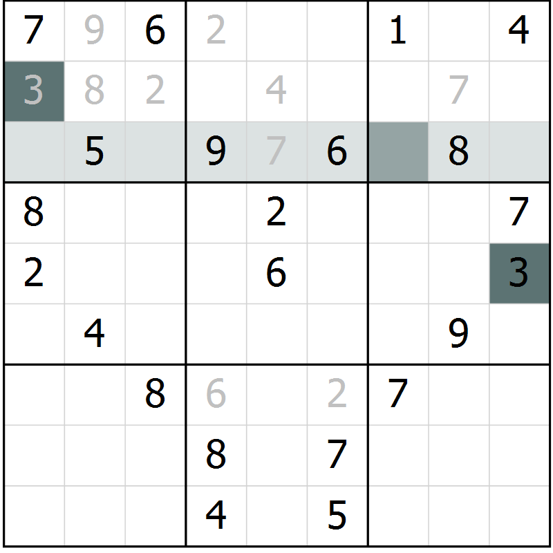Position des candidats pour la solution de la Gr 23 page 25 du magazine de sudoku Expert n° 016