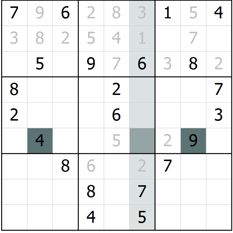 Position des candidats pour la solution de la Gr 23 page 25 du magazine de sudoku Expert n° 016