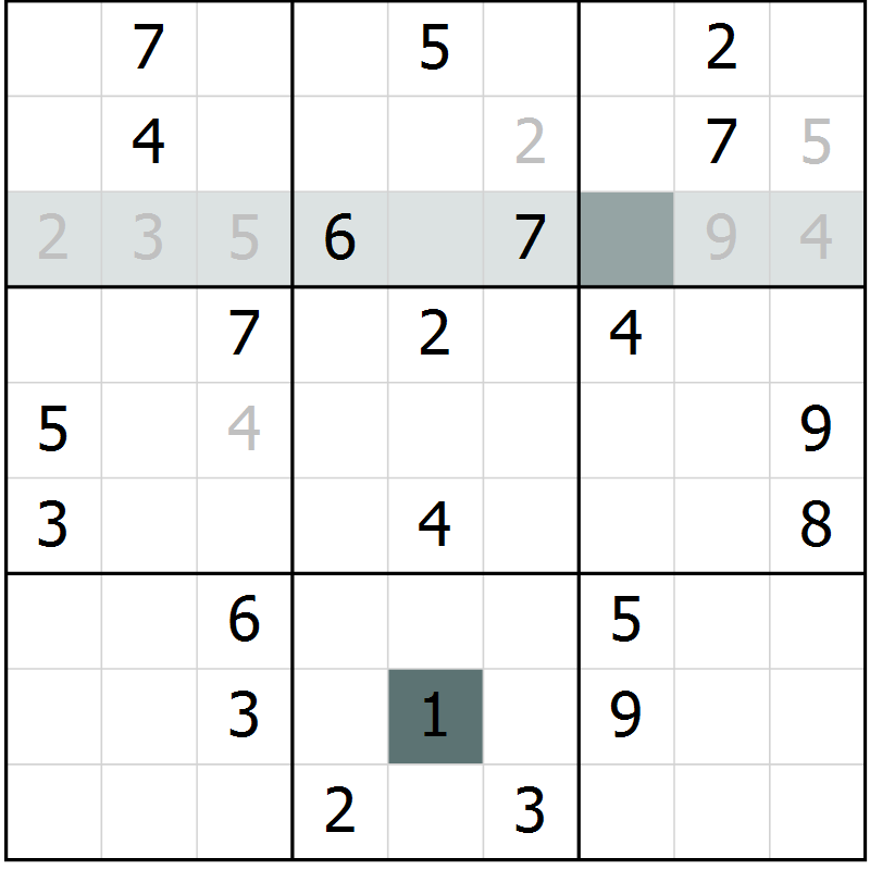 Position des candidats pour la solution de la Gr 24 page 26 du magazine de sudoku Expert n° 016