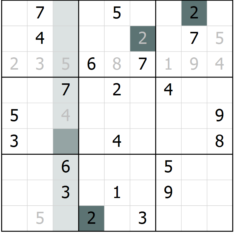Position des candidats pour la solution de la Gr 24 page 26 du magazine de sudoku Expert n° 016