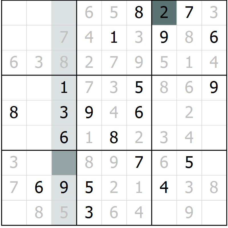Position des candidats pour la solution de la Gr 25 page 27 du magazine de sudoku Expert n° 016