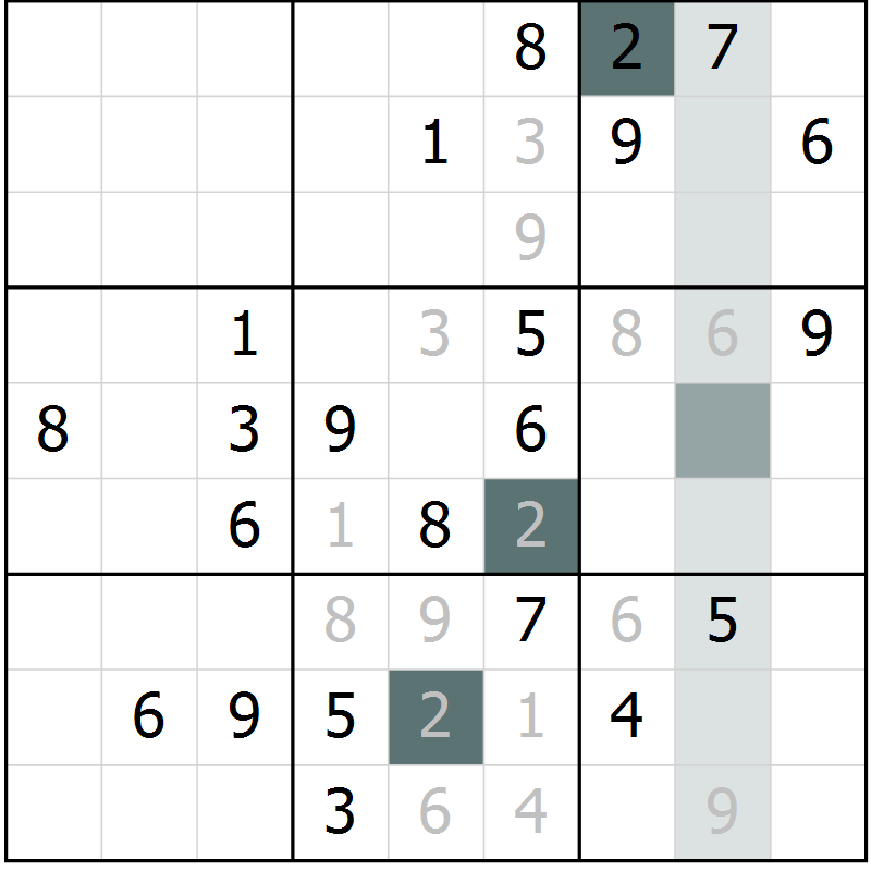Position des candidats pour la solution de la Gr 25 page 27 du magazine de sudoku Expert n° 016