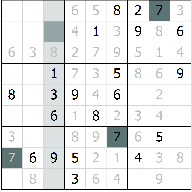 Position des candidats pour la solution de la Gr 25 page 27 du magazine de sudoku Expert n° 016