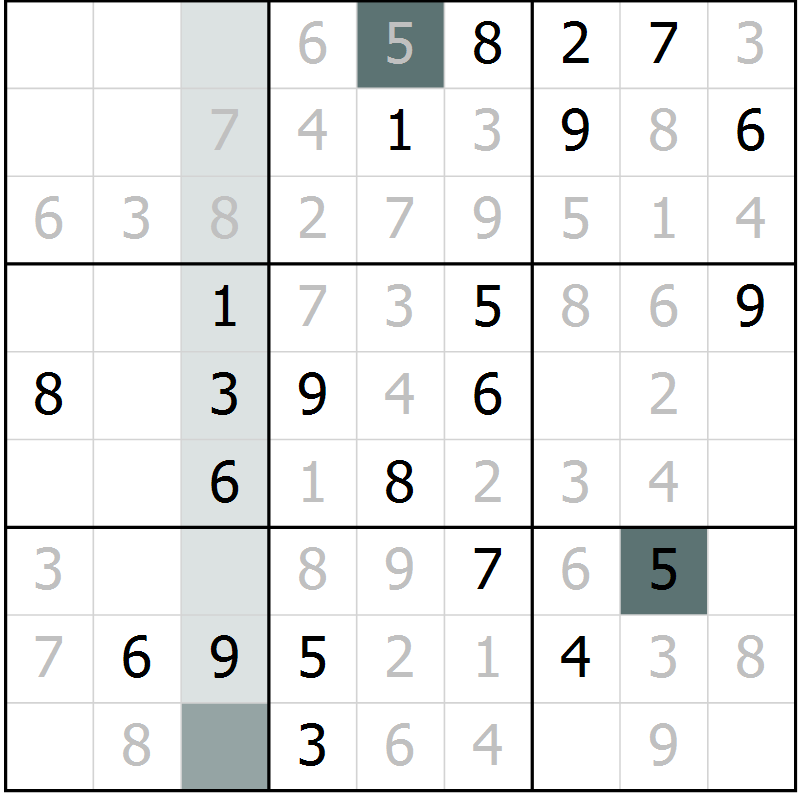 Position des candidats pour la solution de la Gr 25 page 27 du magazine de sudoku Expert n° 016