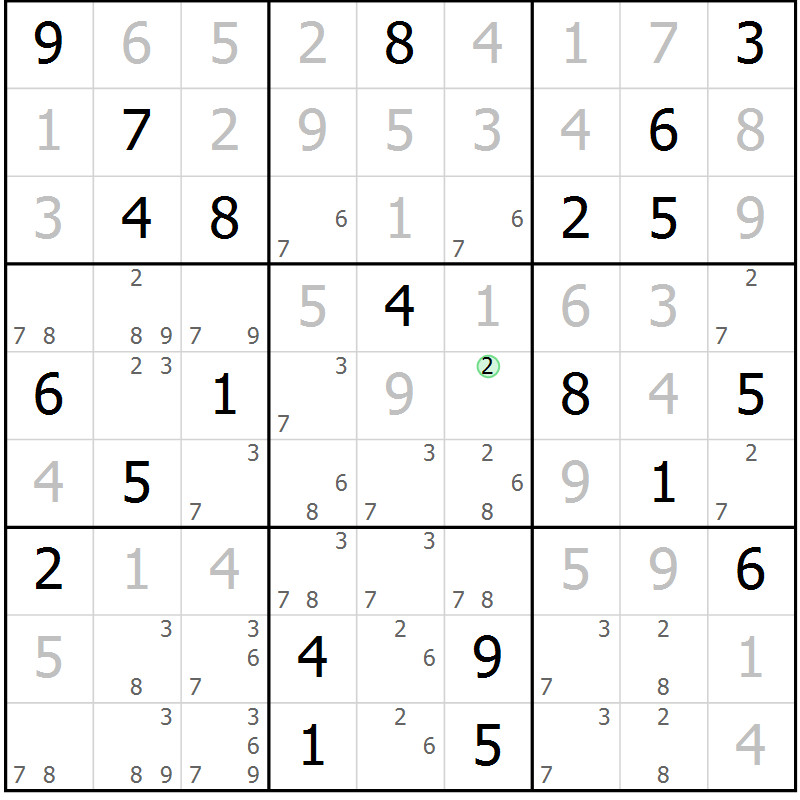 Position des candidats pour la solution de la Gr 26 page 28 du magazine de sudoku Expert n° 016