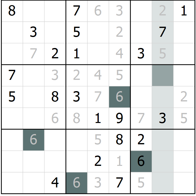 Position des candidats pour la solution de la Gr 27 page 29 du magazine de sudoku Expert n° 016