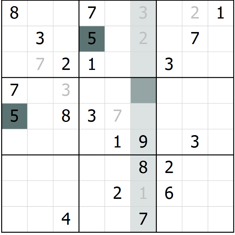 Position des candidats pour la solution de la Gr 27 page 29 du magazine de sudoku Expert n° 016