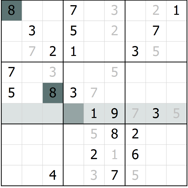 Position des candidats pour la solution de la Gr 27 page 29 du magazine de sudoku Expert n° 016