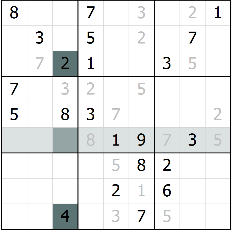 Position des candidats pour la solution de la Gr 27 page 29 du magazine de sudoku Expert n° 016