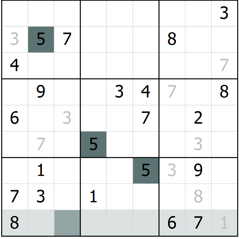 Position des candidats pour la solution de la Gr 28 page 30 du magazine de sudoku Expert n° 016
